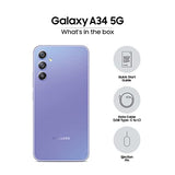 * delivery 4-6 Wks Samsung Galaxy A34 5G (Awesome Violet, 8GB, 256GB Storage) | 48 MP No Shake Cam (OIS) | IP67 | Gorilla Glass 5 | Voice Focus | Travel Adapter to be Purchased Separately