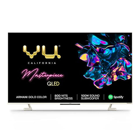* delivery 4-6 Wks Vu 189 cm (75 inches) The Masterpiece Glo Series 4K Ultra HD Smart Android QLED TV 75QMP (Armani Gold) (2022 Model) | Built in 4.1 Speaker