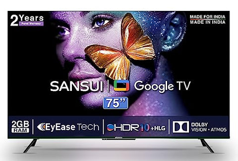* delivery 4-6 Wks SANSUI 190 cm (75 inches) 4K Ultra HD Smart LED Google TV JSW75GSUHDFF (Pebble Grey)